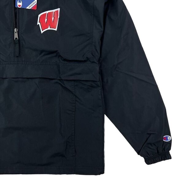 New Champion Men US S Black Hoody Anorak Sport Windbreaker Casual Pullover  - Picture 5 of 11